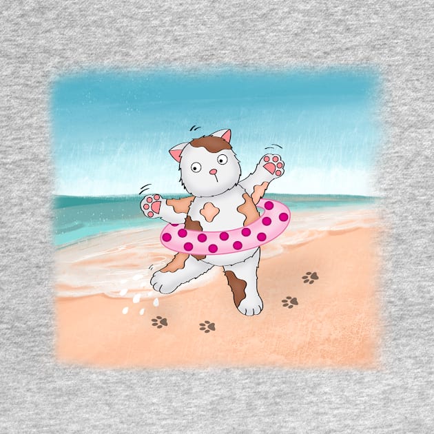 Cat Is Having Vacation At Beach by Athikan